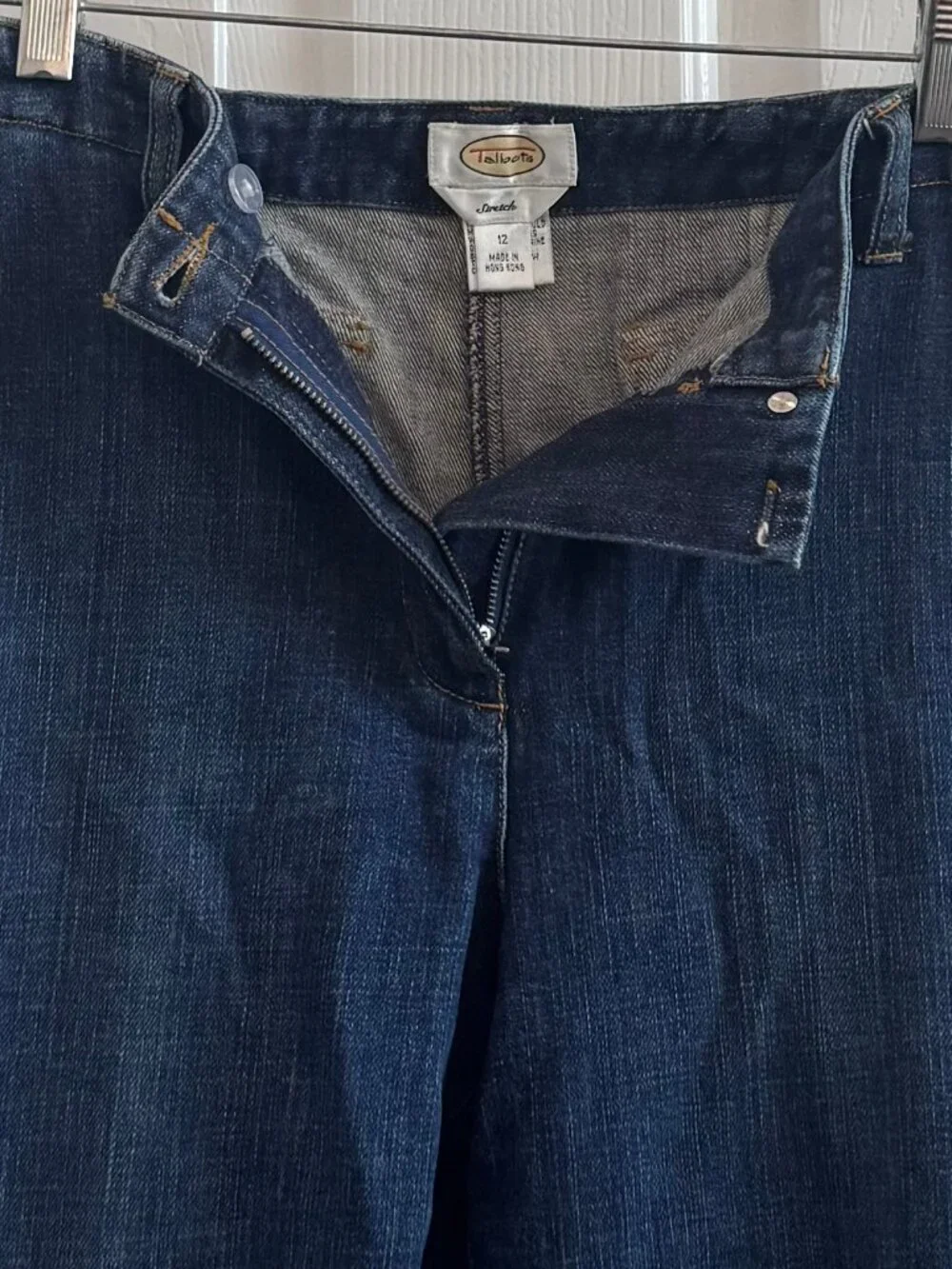 Talbots Wide Leg Stretch Dark Blue Denim Jean Pant Trouser Sz 12, Like New! - Picture 5 of 5